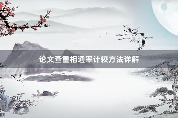 论文查重相通率计较方法详解